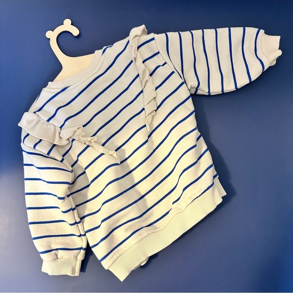 [KID] ZARA Toddler Sweater 9-12M Stripe Ruffle Pullover - Picture 5 of 8